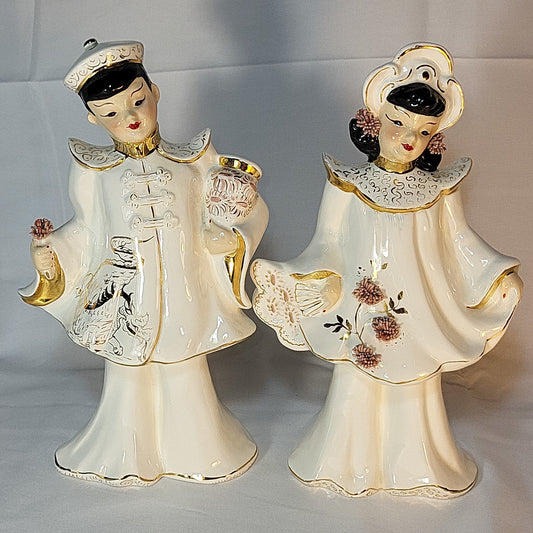 Florence Ceramics Oriental Couple Figurines