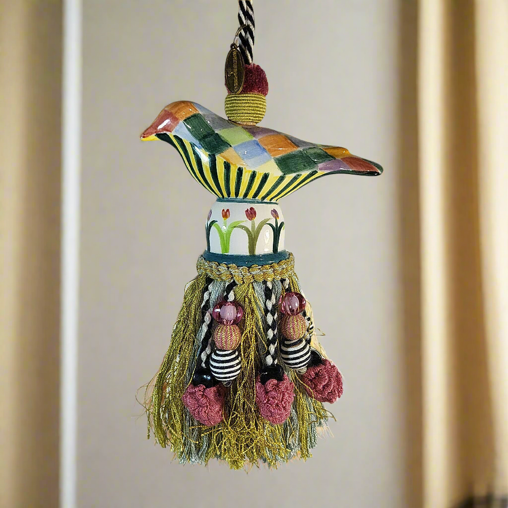 MACHENZiE CHiLDS Tassel with Ceramic Bird