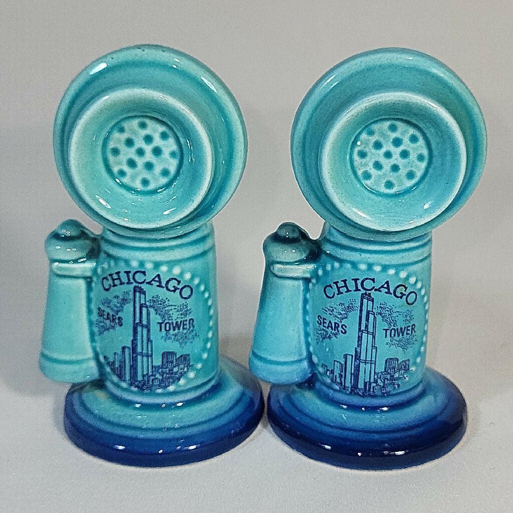 Chicago Sears Tower Antique Phone Salt & Pepper Shakers - trèsBin