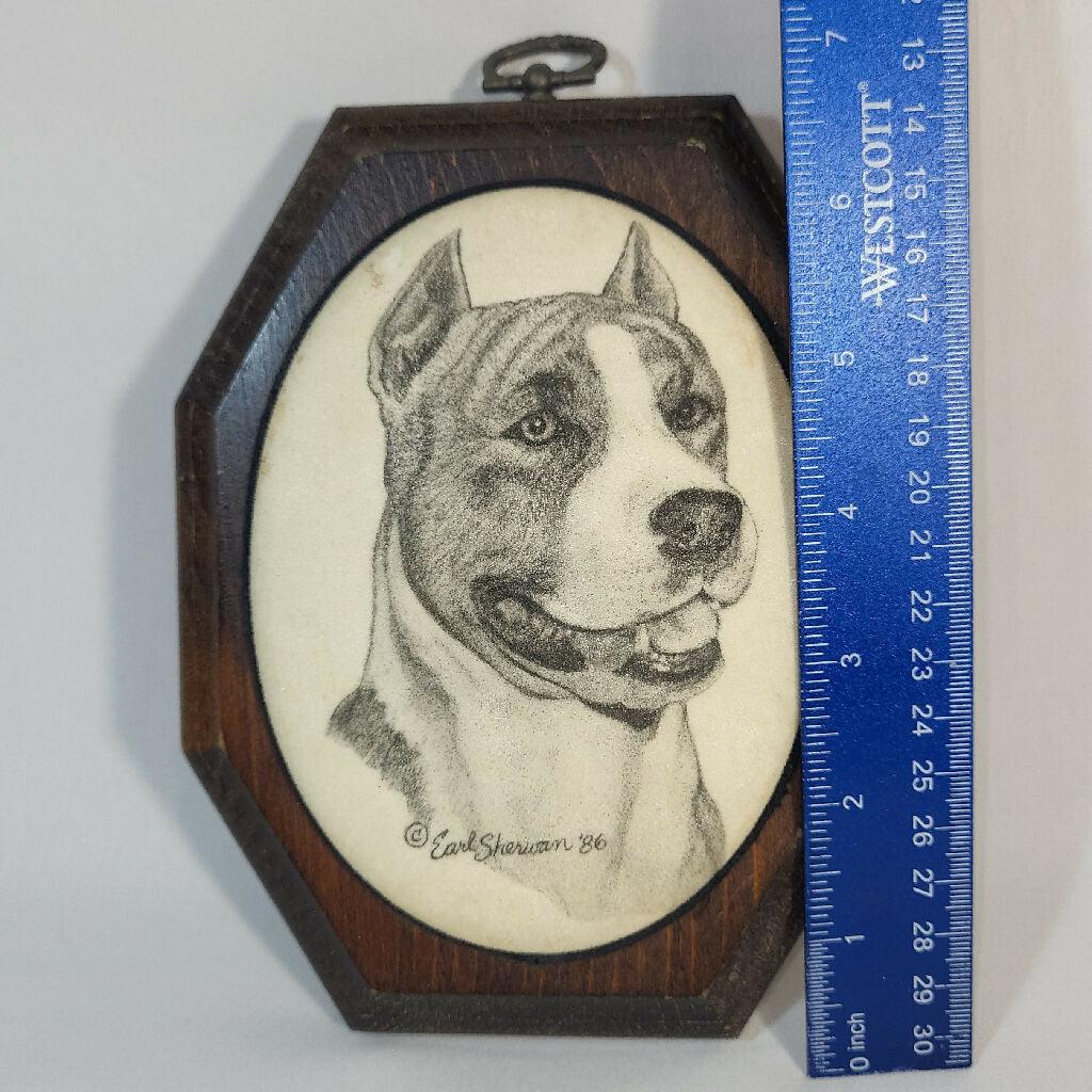 Earl Sherwan Pencil Dog Art of Pitbull 1986 - trèsBin