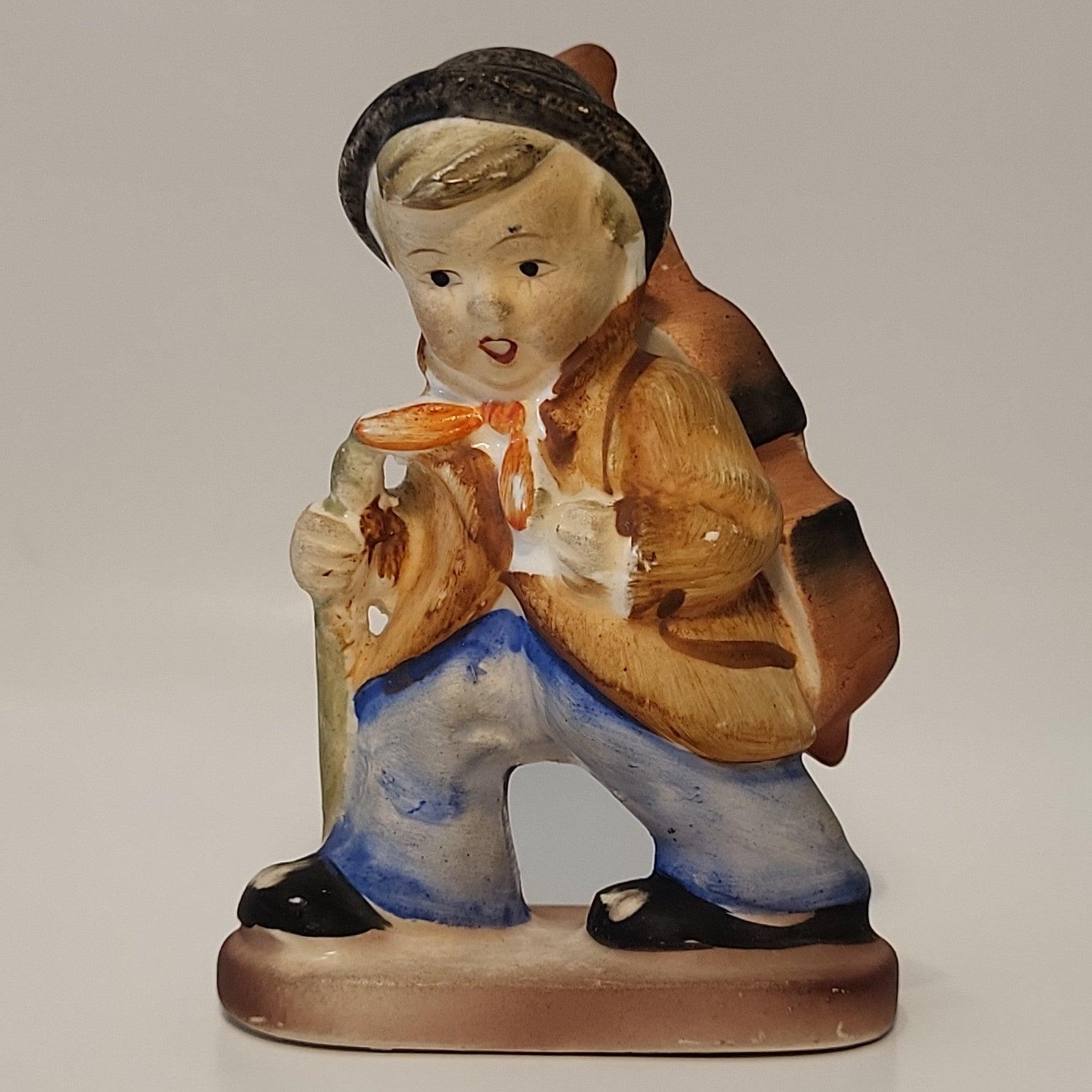 The Fiddler / Little Cellist Figurine Napco Ceramic Japan (Mislabeled) - trèsBin