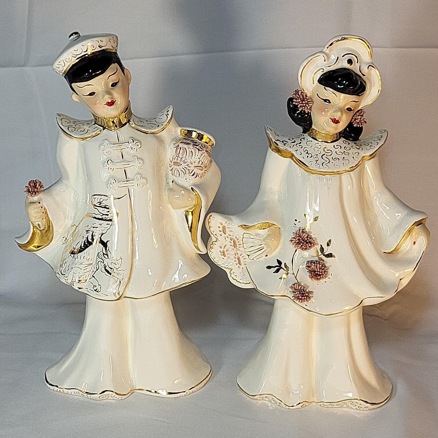 Florence Ceramics Oriental Couple Figurines - trèsBin