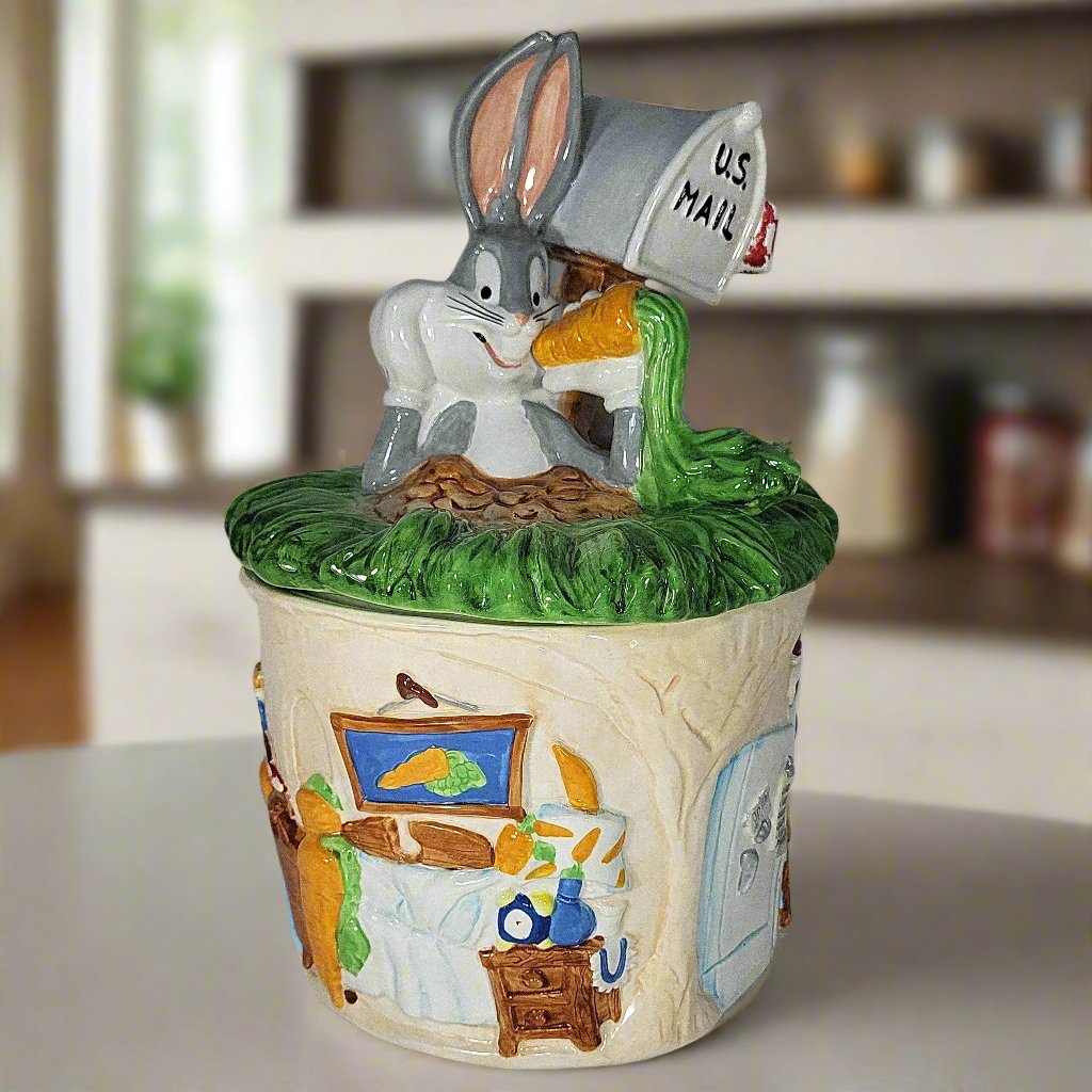 1996 Warner Bros Bugs Bunny "Hole Sweet Hole" Cookie Jar - trèsBin