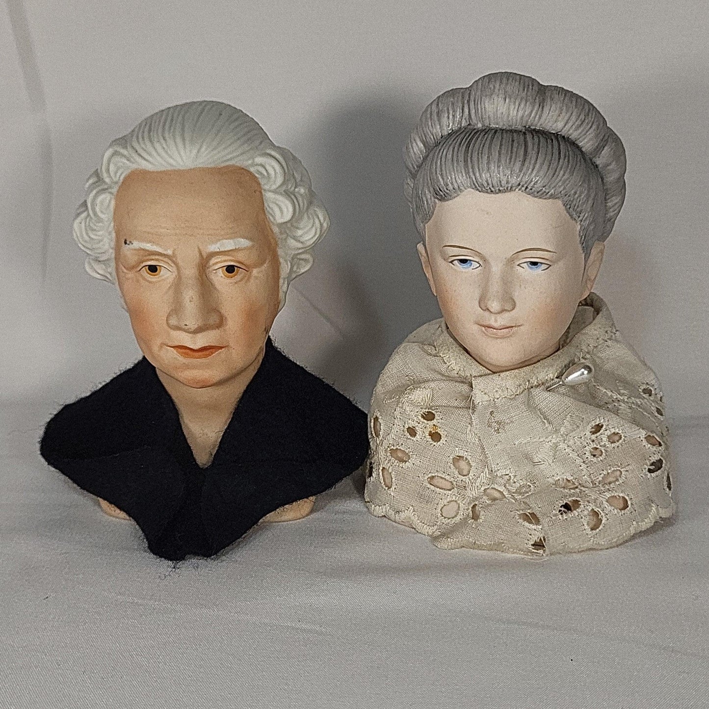 George and Martha Washington Porcelain Doll Kit Tops - Yield House - 1977 1979 - trèsBin