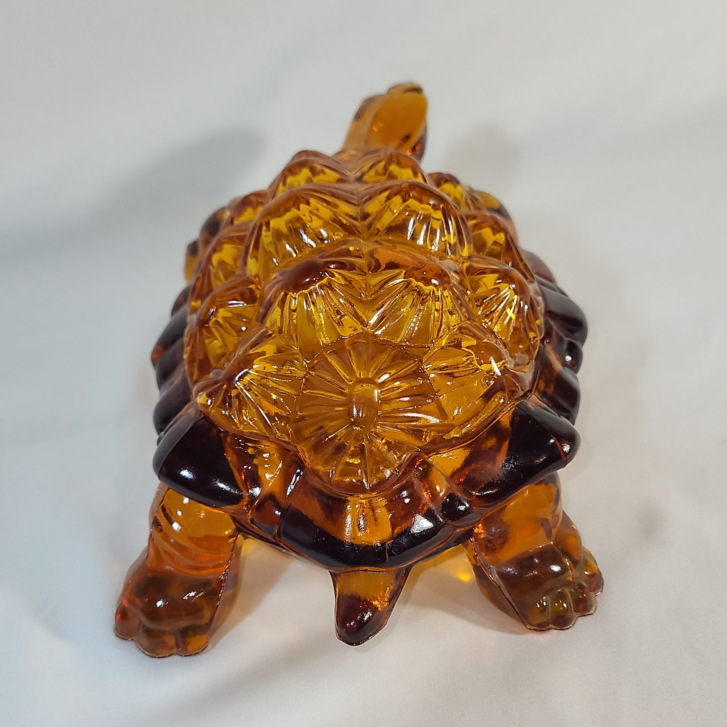 LG Wright Large Amber Glass Turtle Candy Dish