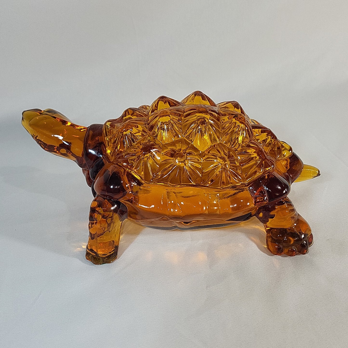 LG Wright Large Amber Glass Turtle Candy Dish