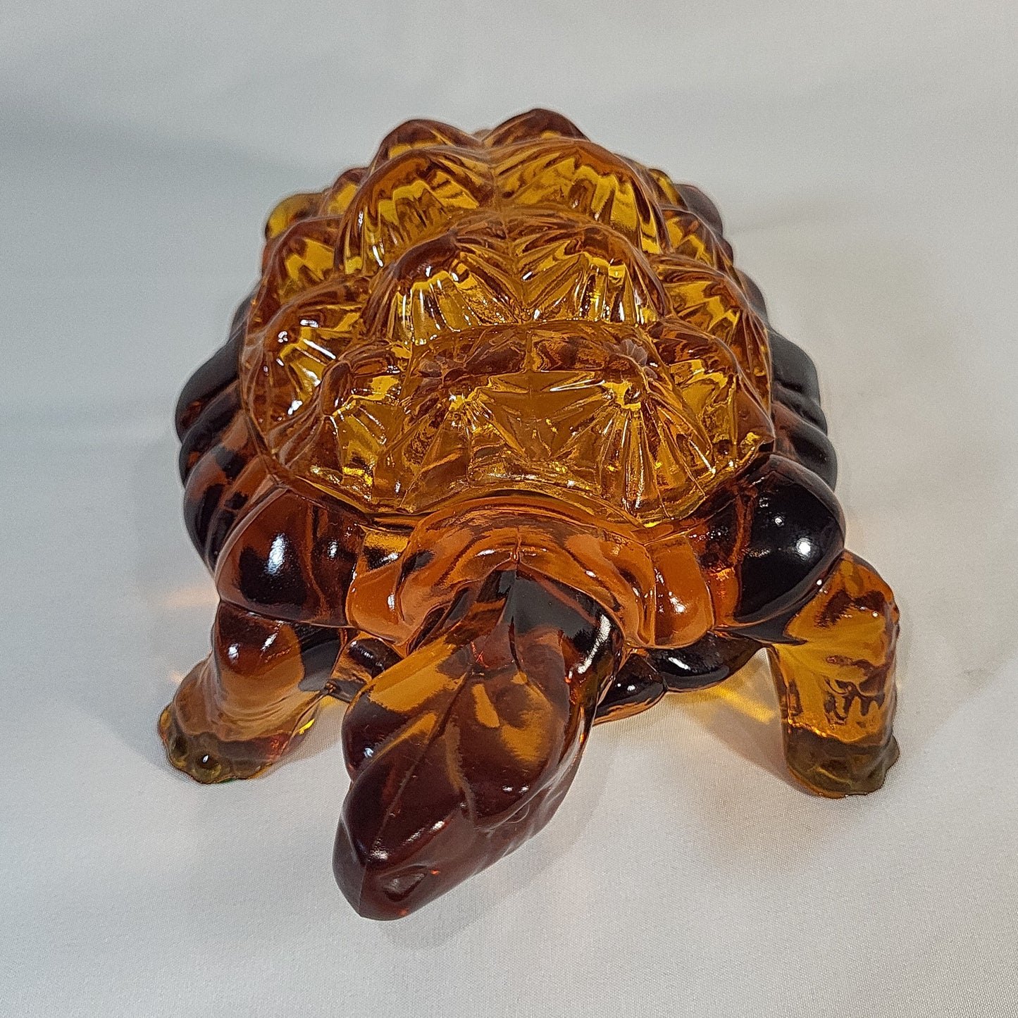 LG Wright Large Amber Glass Turtle Candy Dish