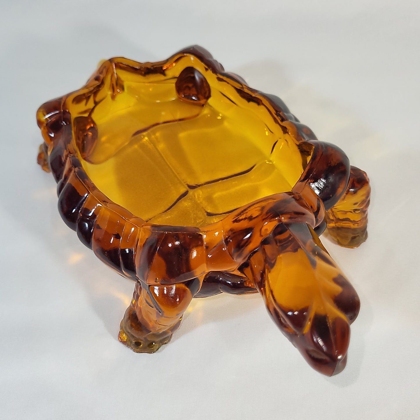 LG Wright Large Amber Glass Turtle Candy Dish