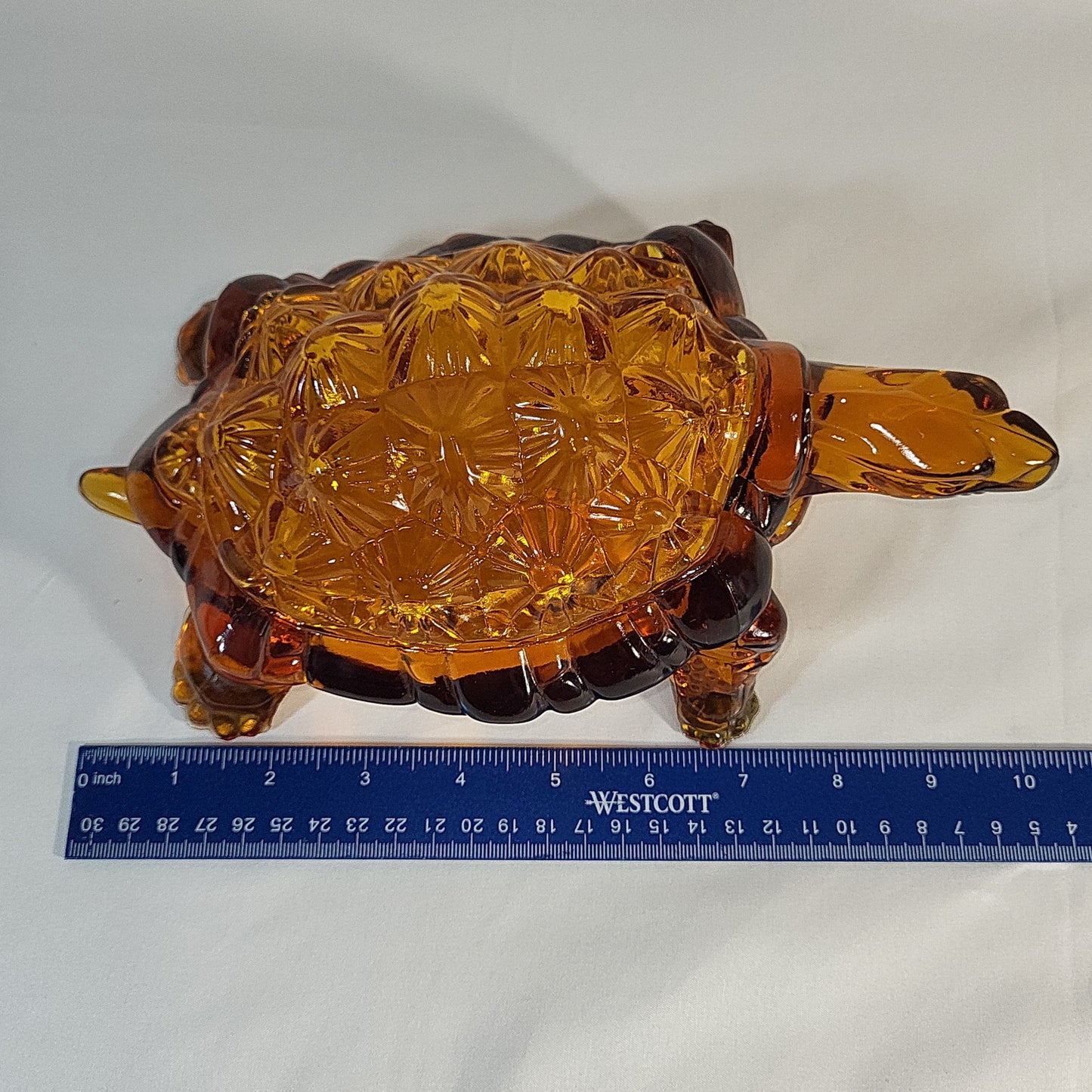 LG Wright Large Amber Glass Turtle Candy Dish