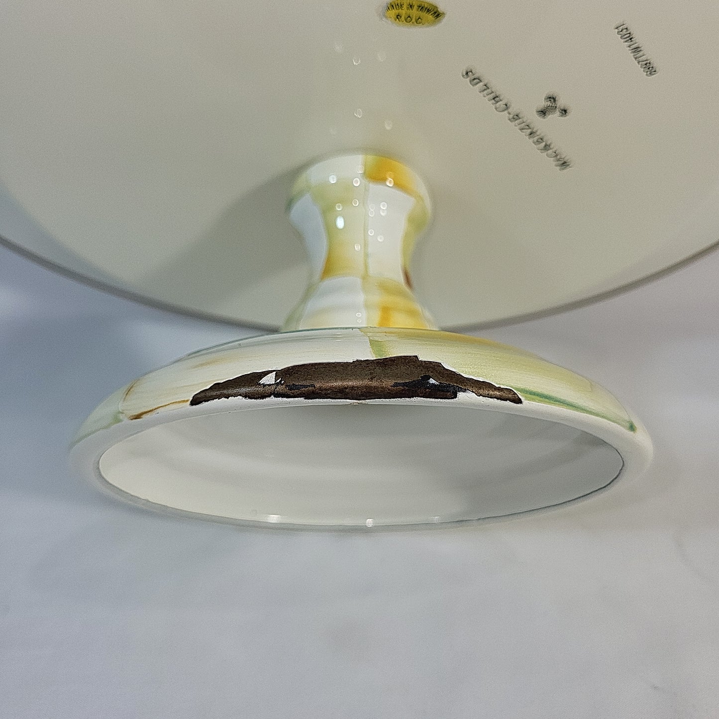 MacKenzie-Childs Parchment Check 12" Pedestal Platter with Mesh Dome Cover - Retired