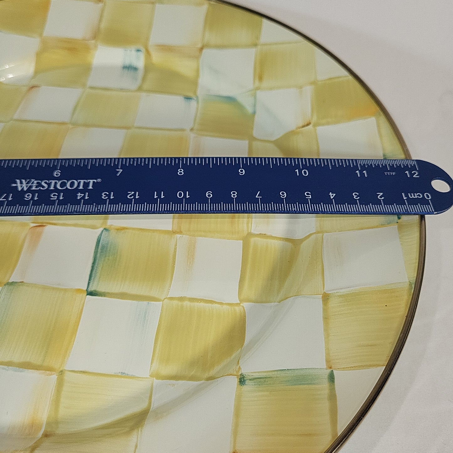 MacKenzie-Childs Parchment Check 12" Pedestal Platter with Mesh Dome Cover - Retired