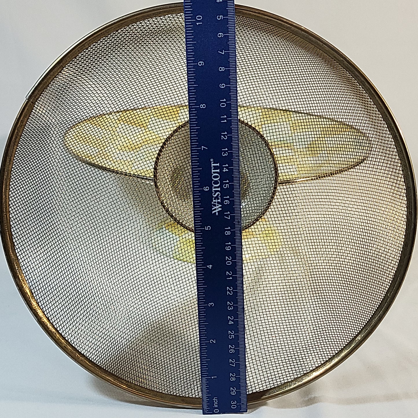 MacKenzie-Childs Parchment Check 12" Pedestal Platter with Mesh Dome Cover - Retired