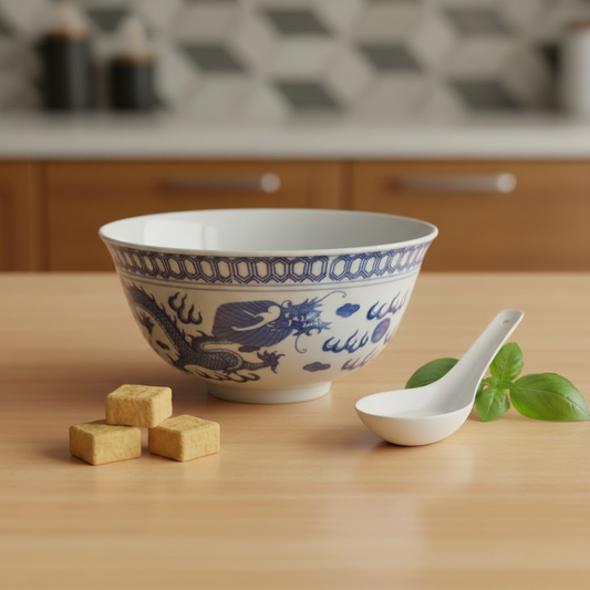 Qing Dynasty Guangxu Blue Dragon Soup Bowl