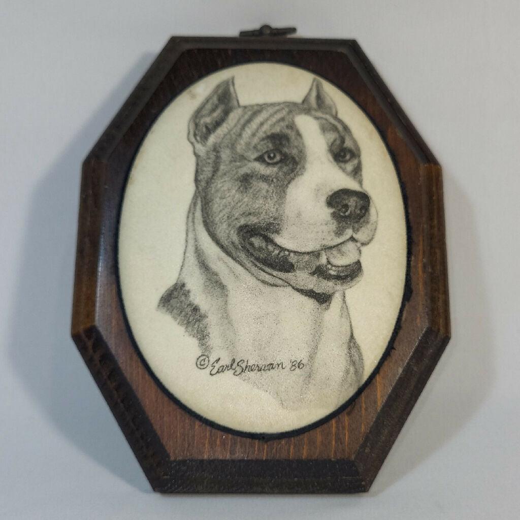 Earl Sherwan Pencil Dog Art of Pitbull 1986 - trèsBin