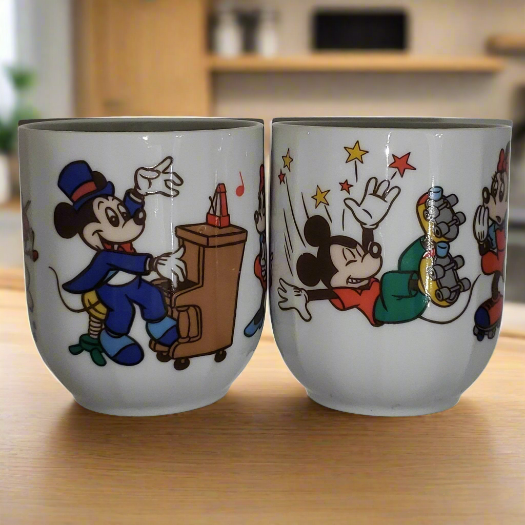 Mickey Mouse Donald Duck Sango China Cups from Japan - 1pair