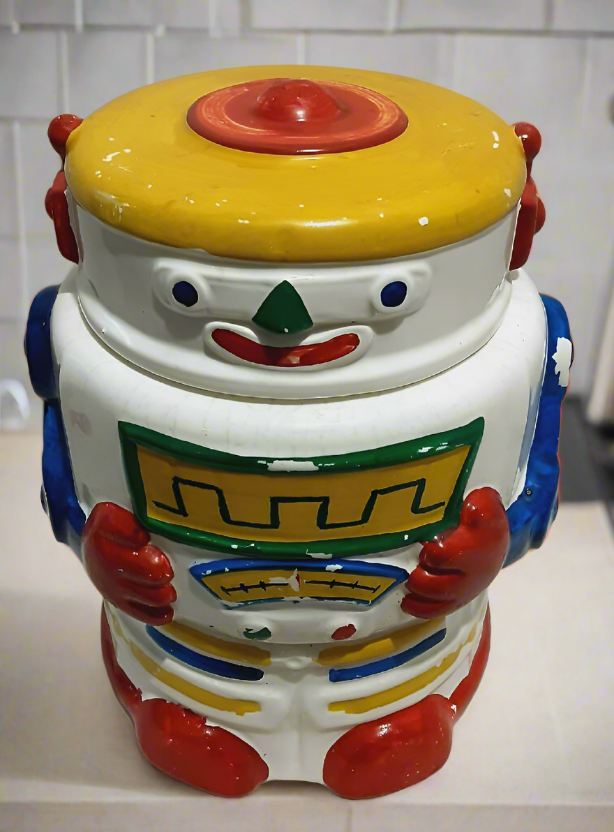 Vintage Ceramic Robot Cookie Jar Taylor NG