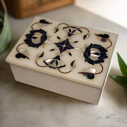 Krafts Palace Marble Stone Artisan Trinket Box