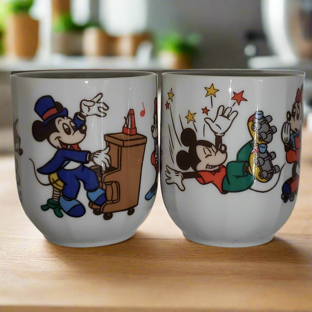 Mickey Mouse Donald Duck Sango China Cups from Japan - 1pair