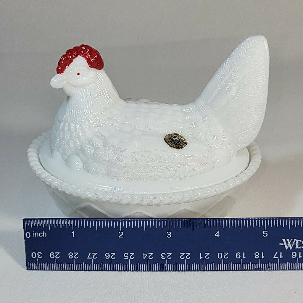 Westmoreland White Milk Glass Hen on Nest