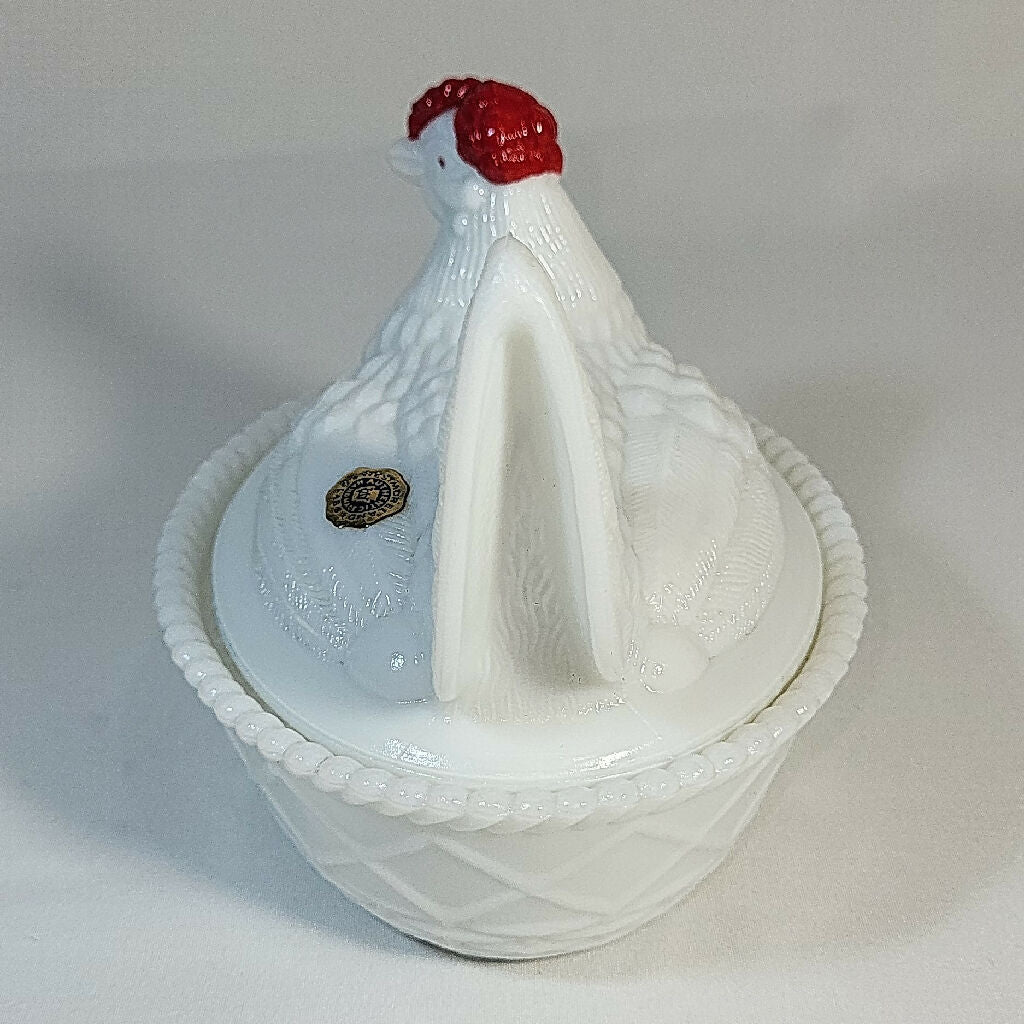 Westmoreland White Milk Glass Hen on Nest