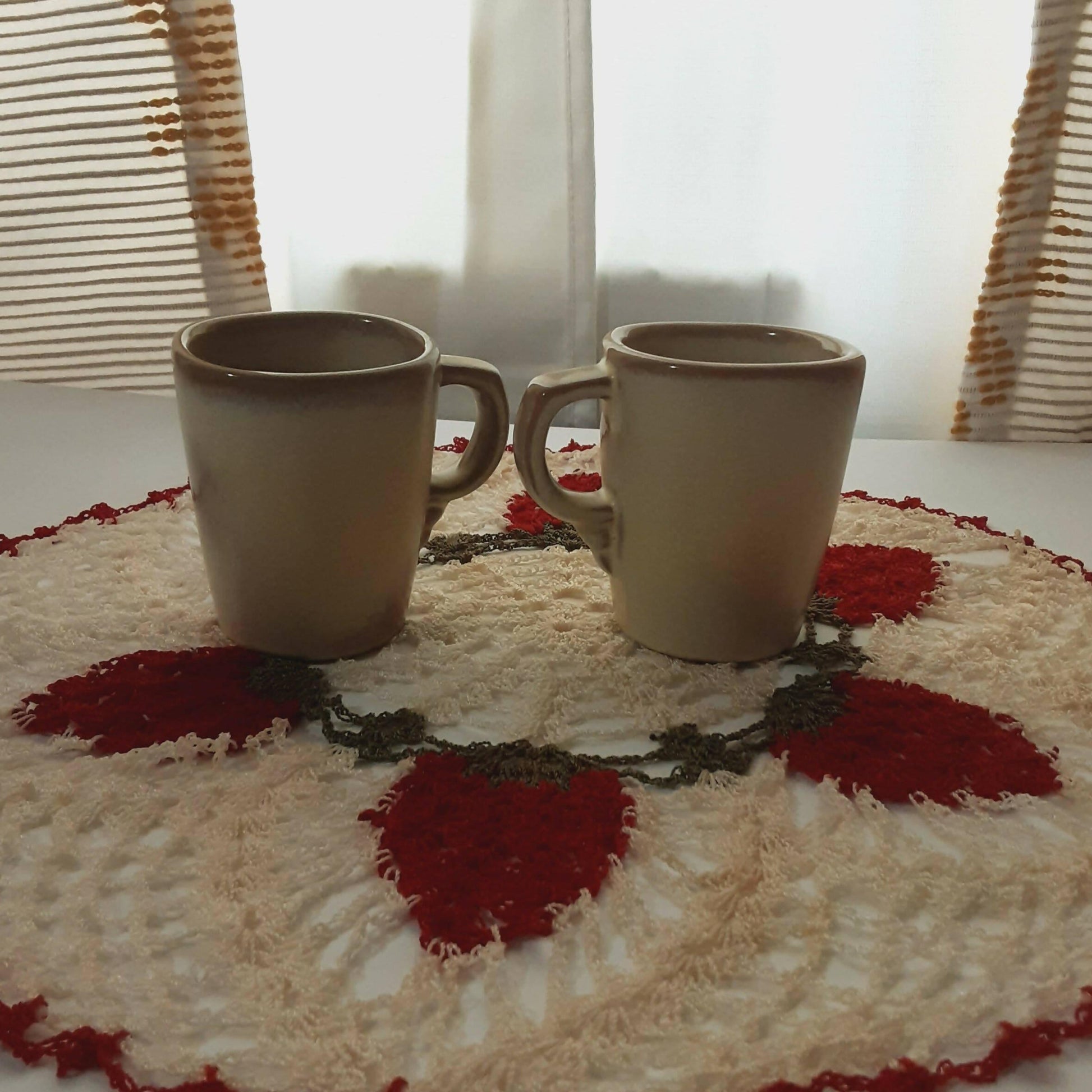 Vintage Frankoma Pottery Tea Cups Desert Sand #5CC Lot of 2 - trèsBin