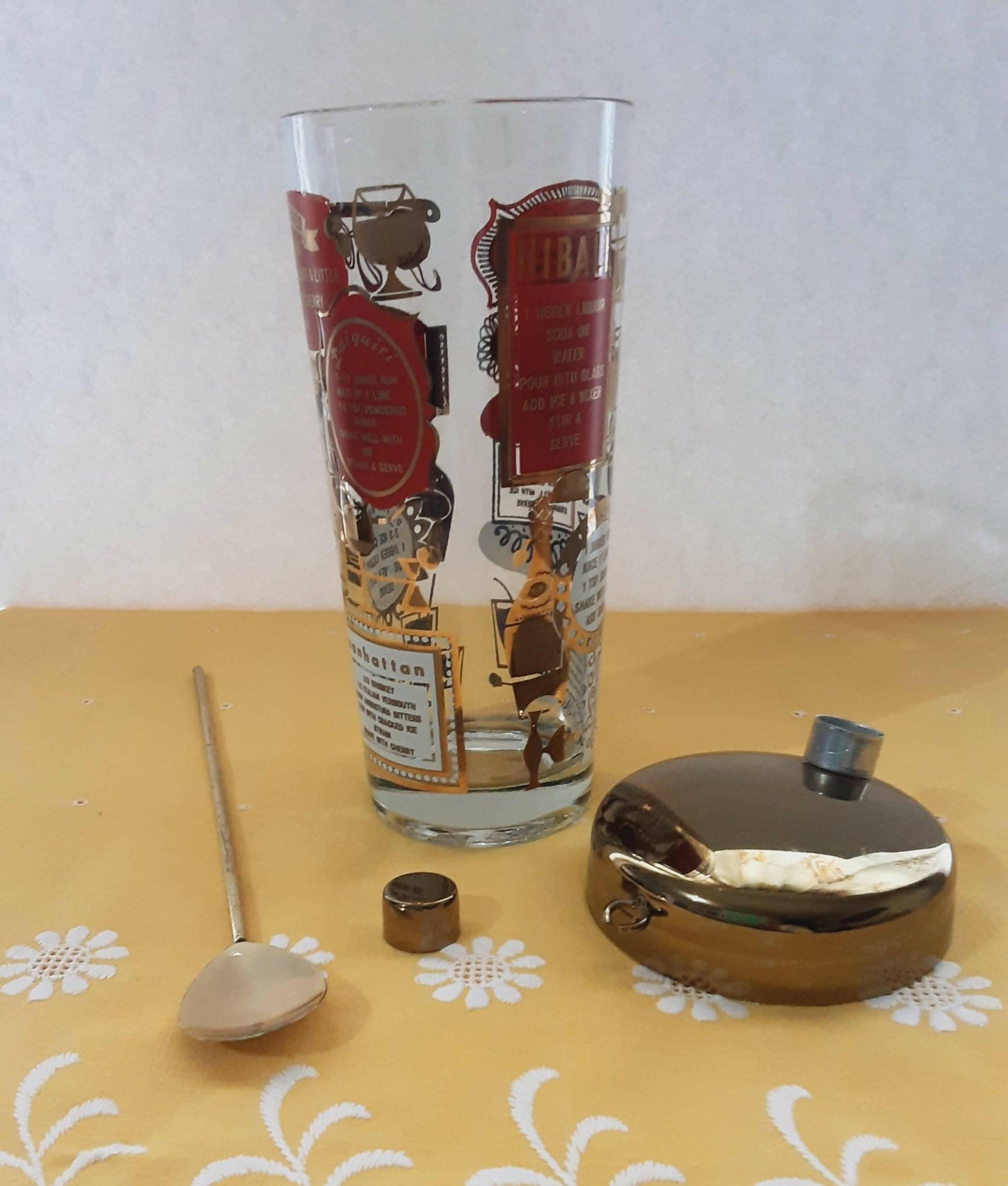 Vintage Barware Mix Drink Glass Shaker with Stirrer - trèsBin