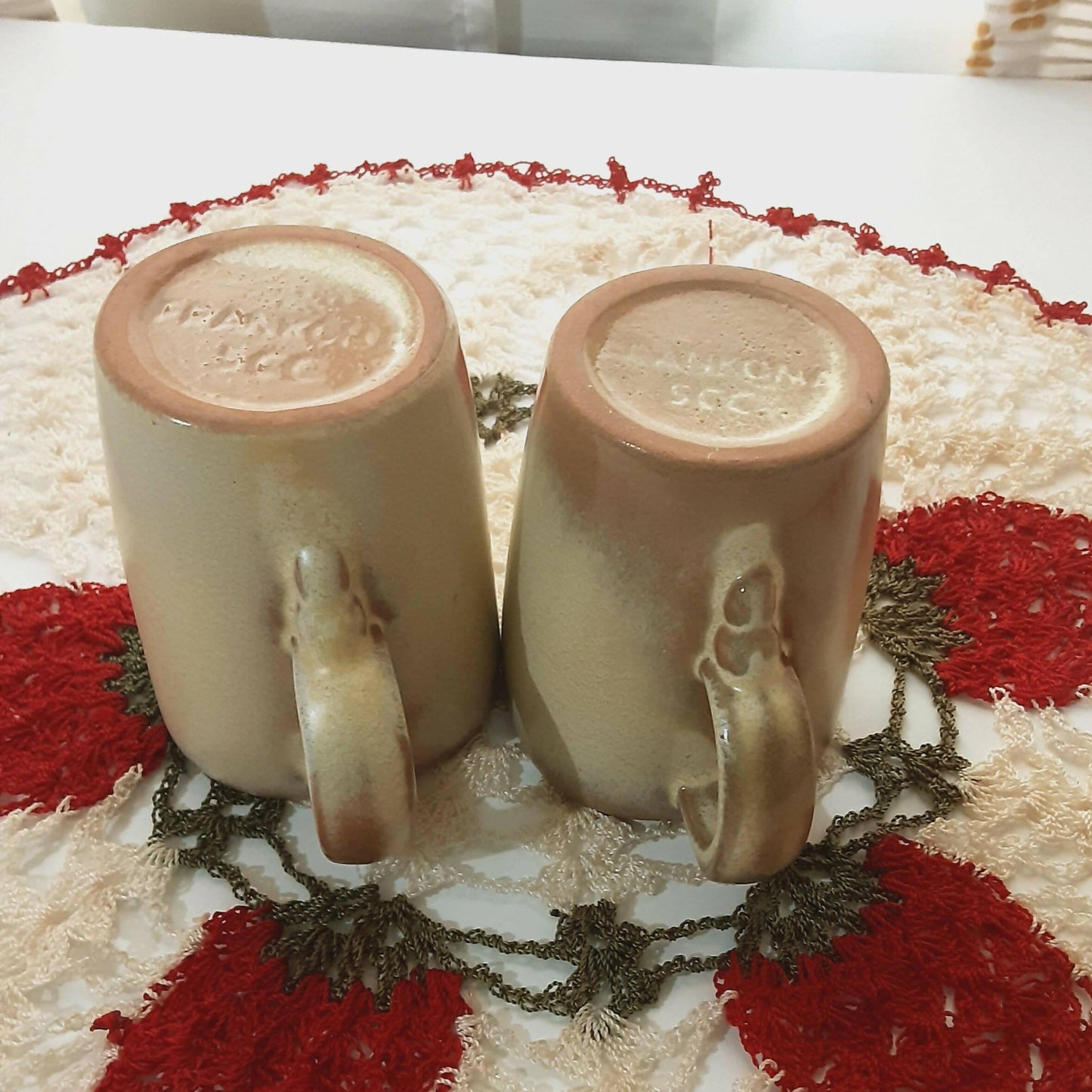 Vintage Frankoma Pottery Tea Cups Desert Sand #5CC Lot of 2 - trèsBin