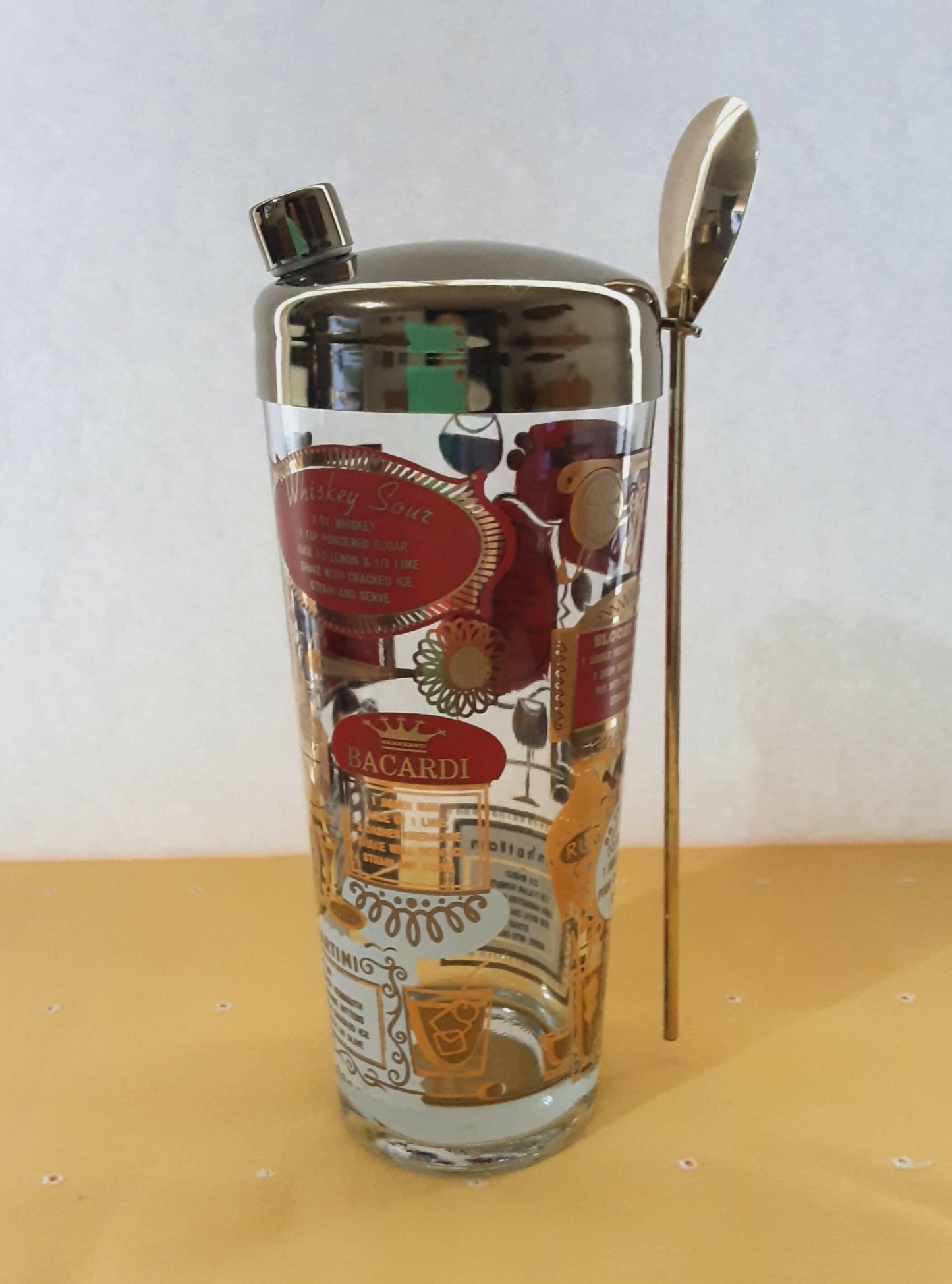 Vintage Barware Mix Drink Glass Shaker with Stirrer - trèsBin